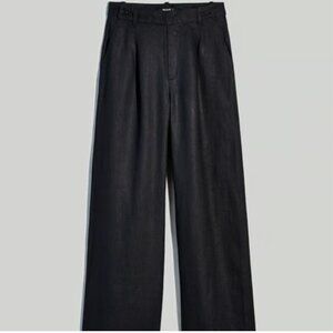 Madewell The Harlow Wide-Leg Pant in 100% Linen | Black, Size: 4